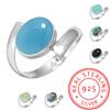 925 Sterling Silver Ring Women Gemstone Handmade Jewelry Mothers' Day Gift Aqua Blue Chalcedony Abalone Shell Blue Sunstone Labradorite Prehnite