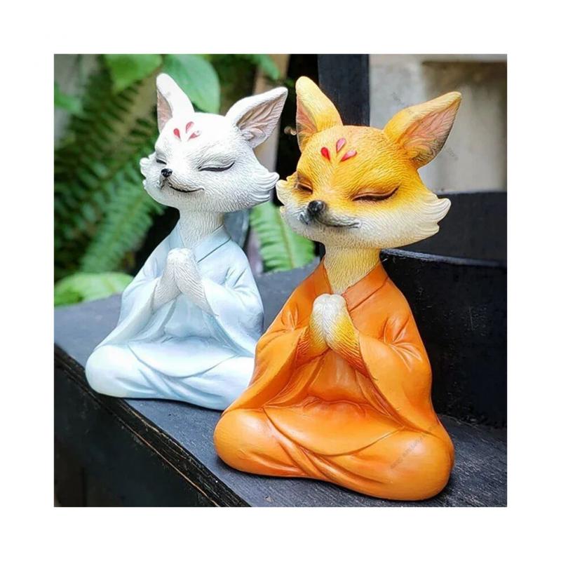 Neunschwänzige Figuren, Ästhetische Zimmer, Schlafzimmer, Gartenfiguren und Miniaturen, Einfache, Süße Heimdekoration, Kunsthandwerk, Weiß