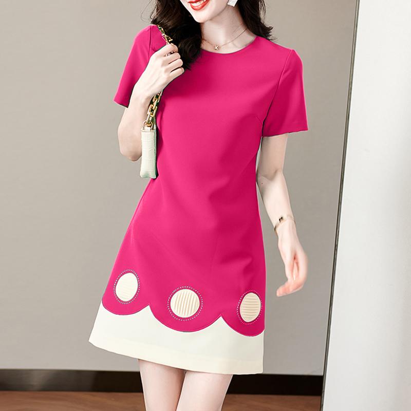 VONDA Женское летнее повседневное тонкое платье с круглым вырезом и коротким рукавом в горошек