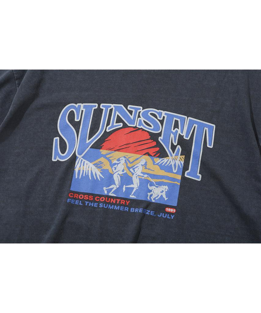 CPGN STUDIO Sunset Running Pigment Short Sleeve Tee Dark Blue