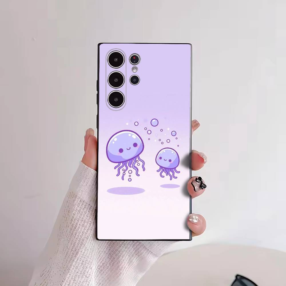 Cartoon Jellyfishes Pattern Phone Case for Samsung Galaxy S26 S25 S24 S23 S22 S21 Ultra Plus FE Cover