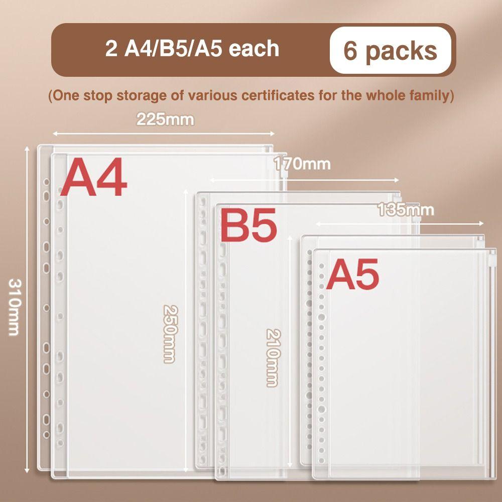 Loose Leaf Storage Booklet A4/A5/B5 Binder Photo Album Multifunctional Archives Bag  School