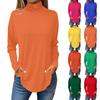 Футболки для женщин, осенние повседневные рубашки с длинными рукавами, толстовка, однотонный топ с высоким воротом, пуловер