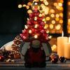 Lighted Christmas Gnome Tree Small Resin Faceless Old Man Christmas Tree Decoration for Holiday Home Office Room Tabletop Fireplace Decor