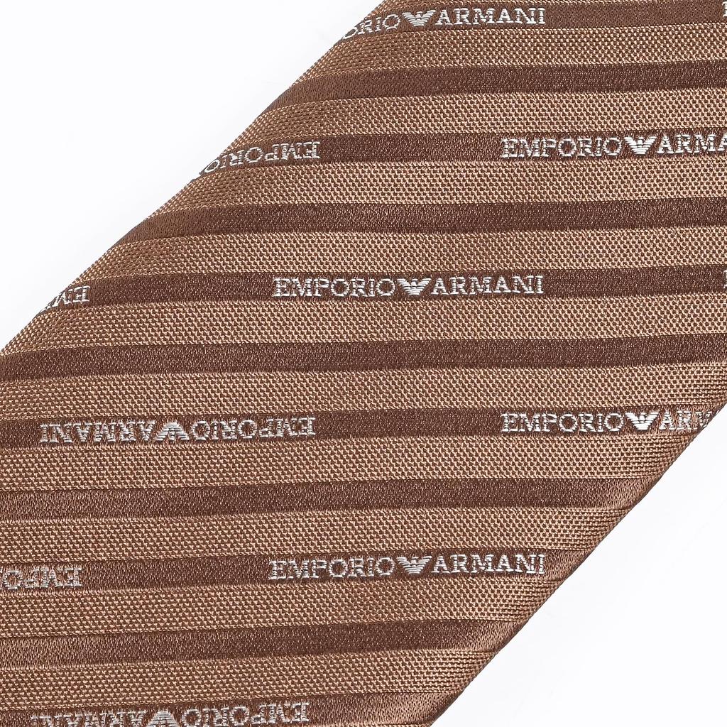 [Emporio Armani] Мужской галстук Emporio Armani, ширина 7,5 см, 100% шелк, тип с логотипом-именем, коричневый, СДЕЛАНО В ИТАЛИИ, 340075 2R605 F6125 [Б/у]
