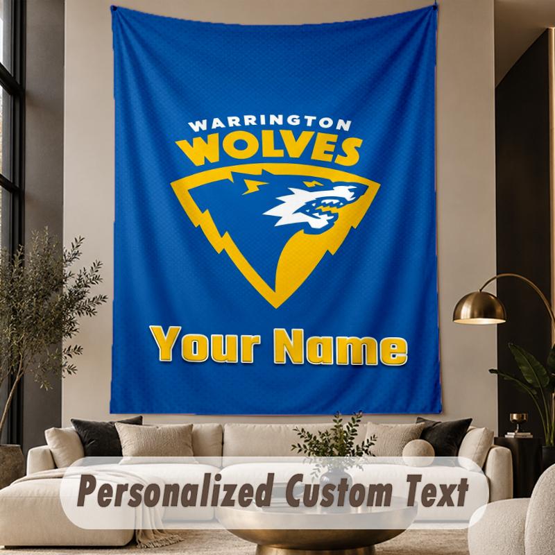 Custom Text Tapestry Warrington Wolves Print Wall Tapestry Indoor Living Room Wall Decor