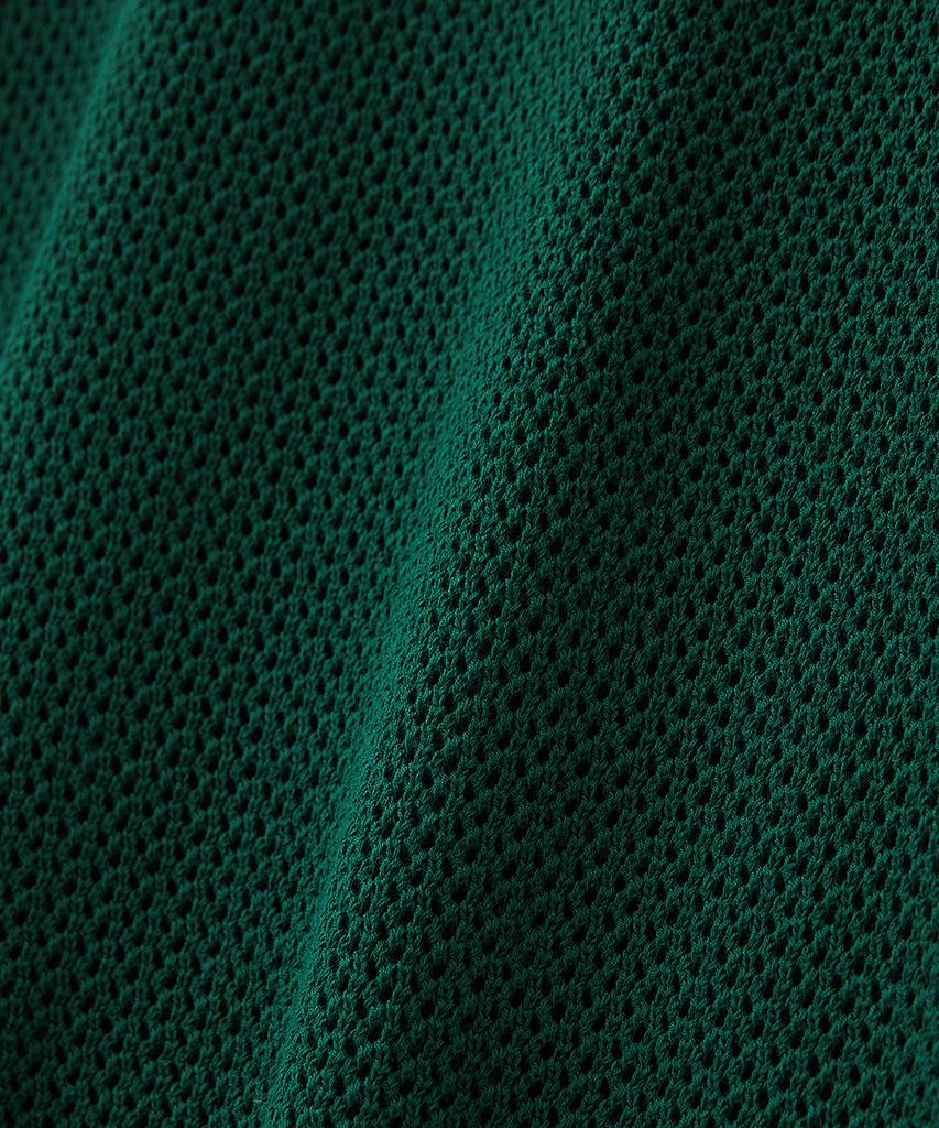 BLOND9 Cotton Scallop Collar Short Sleeve Knit_Forest Green
