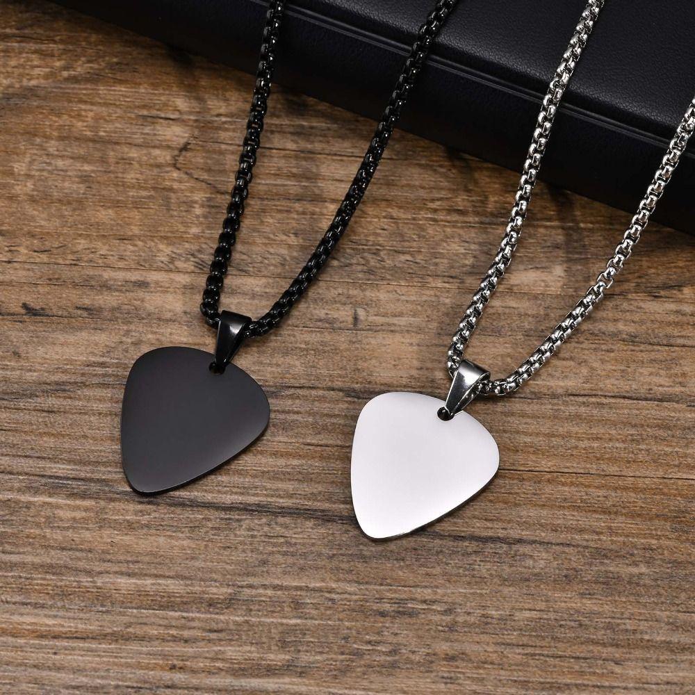 Guitar Pick Guitar Pick Necklace Titanium Steel Music-lovers Jewelry Gifts Guitar Picks Pendant