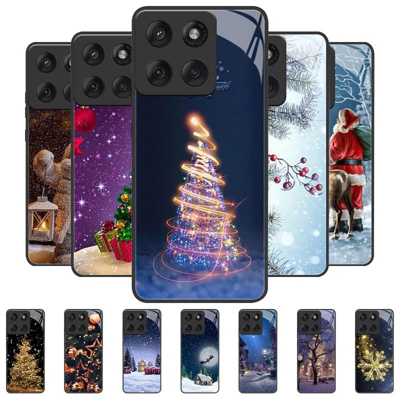 Рождественский чехол для телефона Motorola Moto Edge 60 60s 50 Pro Fusion Edge50 X50 Ultra Neo G05 G15 E15 Защитная крышка из закаленного стекла