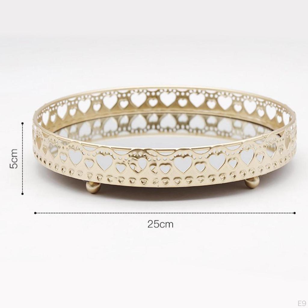 Золотой Зеркальный Поднос для Украшений Стенд Декоративная Круглая Тарелка-Держатель для Ванной