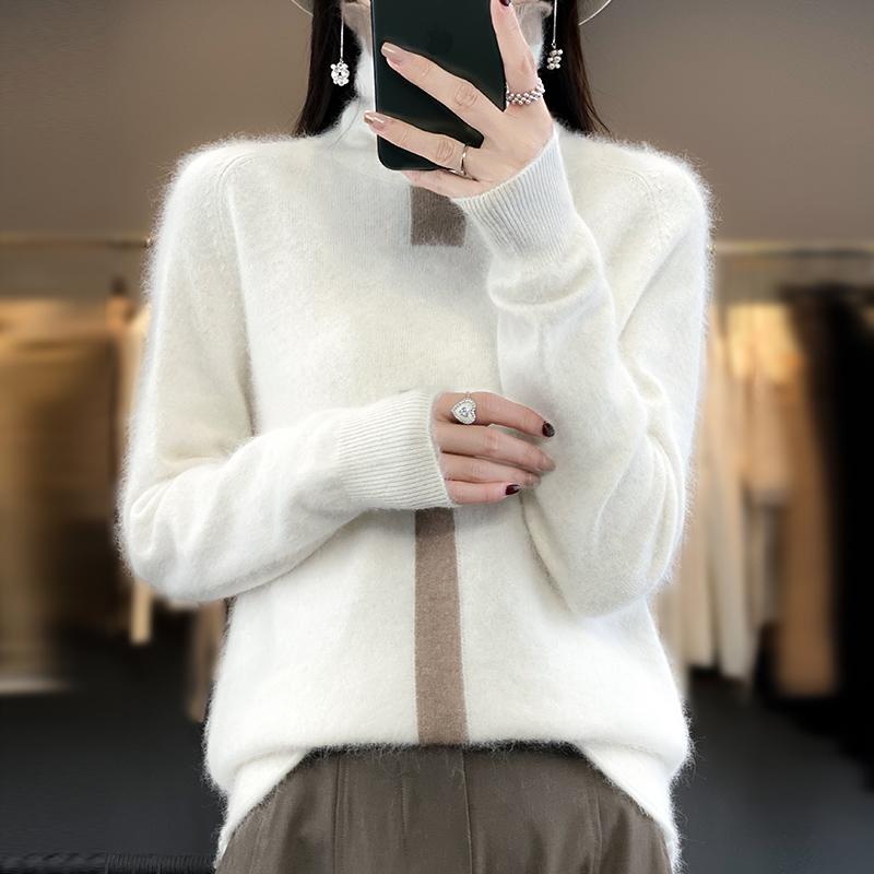 Lafarvie Mink Cashmere Turtleneck Sweater Women Autumn Winter Coloth Soft Warm Jumper Pull Femme Hiver Jumper Pullove Outwear