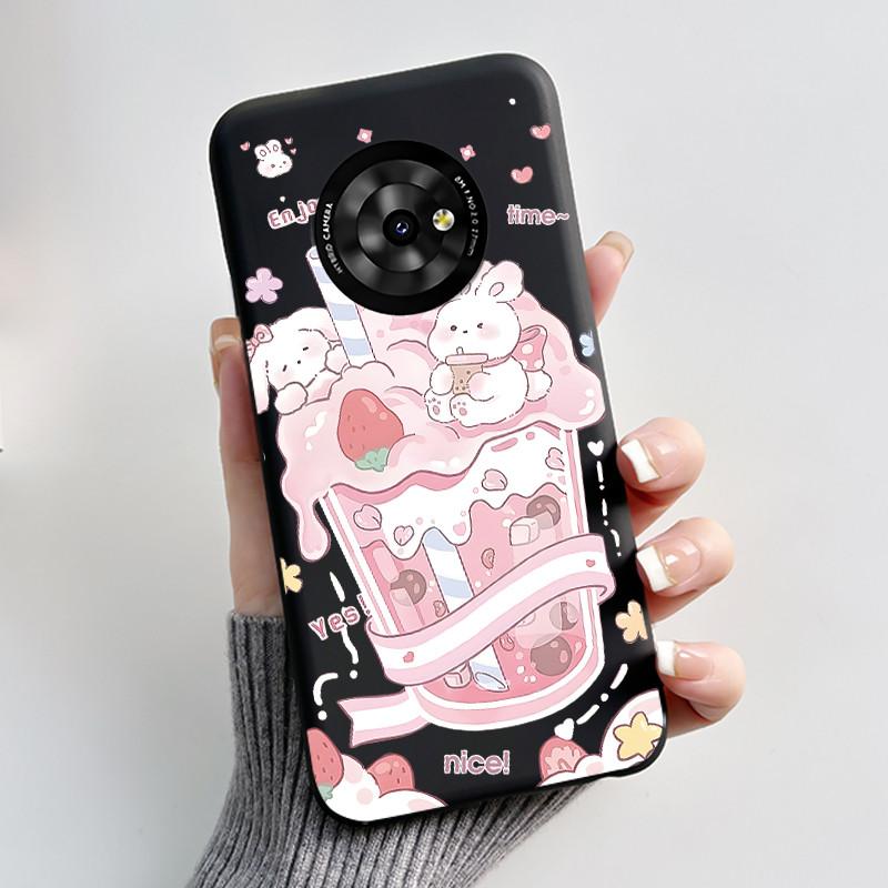 New Unique Cartoon Design Soft Silicone Black Casing For TCL Suixuetang M1 Fluffy Kitten Pattern Shockproof Protective Cover