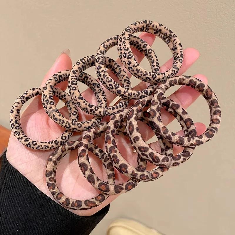 5/10pcs Leopard Print High Elastic Hair Ties Scrunchie High Elasticity Ponytail Holder Women Girls Hair Rings Rope Accessories