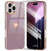Protective Case - BOOLING - for iPhone 16 Pro - Shockproof - Purple Silicone - Golden Heart Pattern