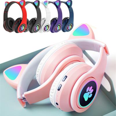 Bluetooth-наушники с милым котом, беспроводная гарнитура, складные Hi-Fi музыкальные стерео наушники с шумоподавлением, Tf-карта для детей, подарки для девочек
