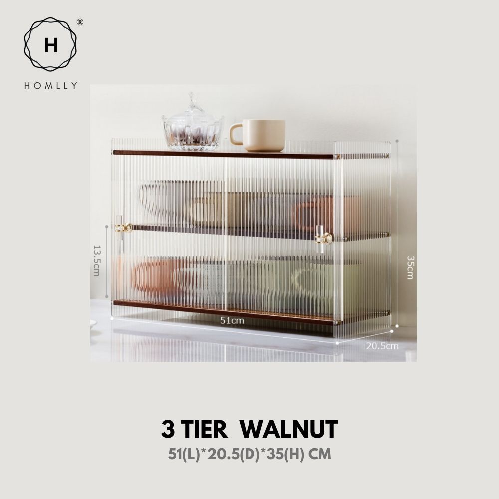 Homlly Dustproof Kitchen Storage Tabletop Cupboard Rack with Acrylic Door