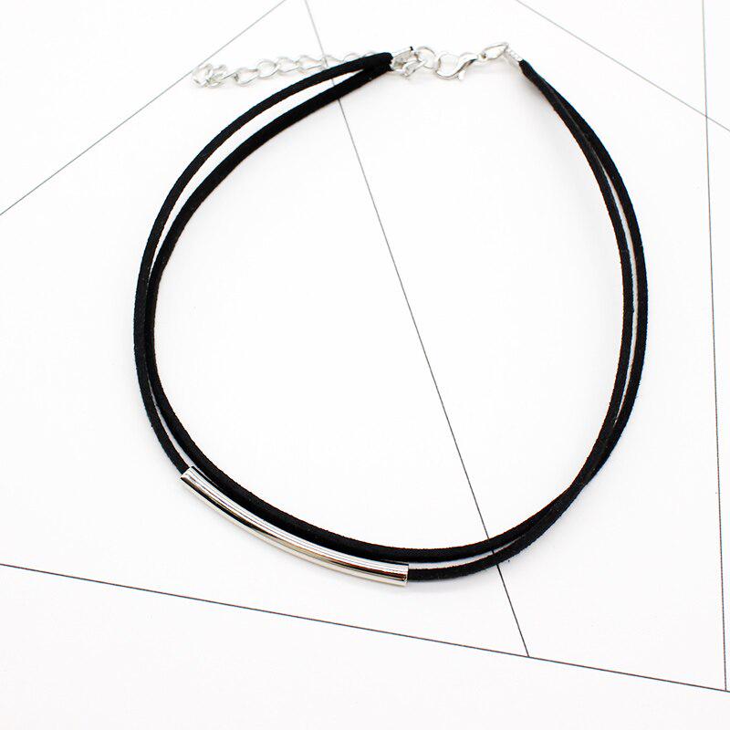 New Fashion Bending Tube Velvet Choker Necklace Double Layer Style Torque Black Short Leather Necklace Charm Collier Femme