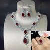 2025 Retro Ruby Jewelry Set 925 Sterling Silver Engagement Ring Earrings Necklace Women's Party Gift