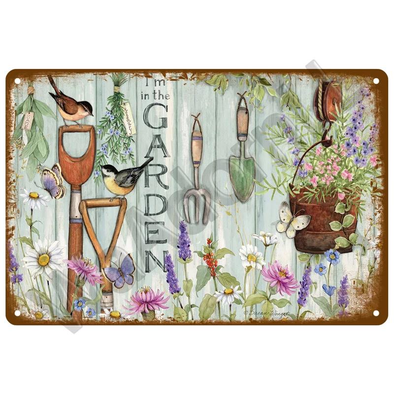 Vintage Metal Tin Sign Retro Cafe Garden Wall Art Home Decor Plaque for Room Farmhouse Painting Gift Perfect for Wall Mural D