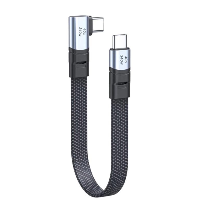 Угловой кабель USB C на USB C, 240 Вт, 90 градусов, Type C, зарядный шнур, кабель данных для смартфона, ноутбука