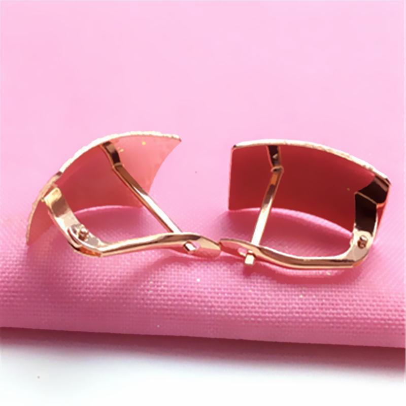 Изысканные Чисто Русские 585 Фиолетовое Золото Цыганский Квадрат Глянцевый Лазерный Цвет Золота Модные Розовое Золото Покрытие Ушные Застежки