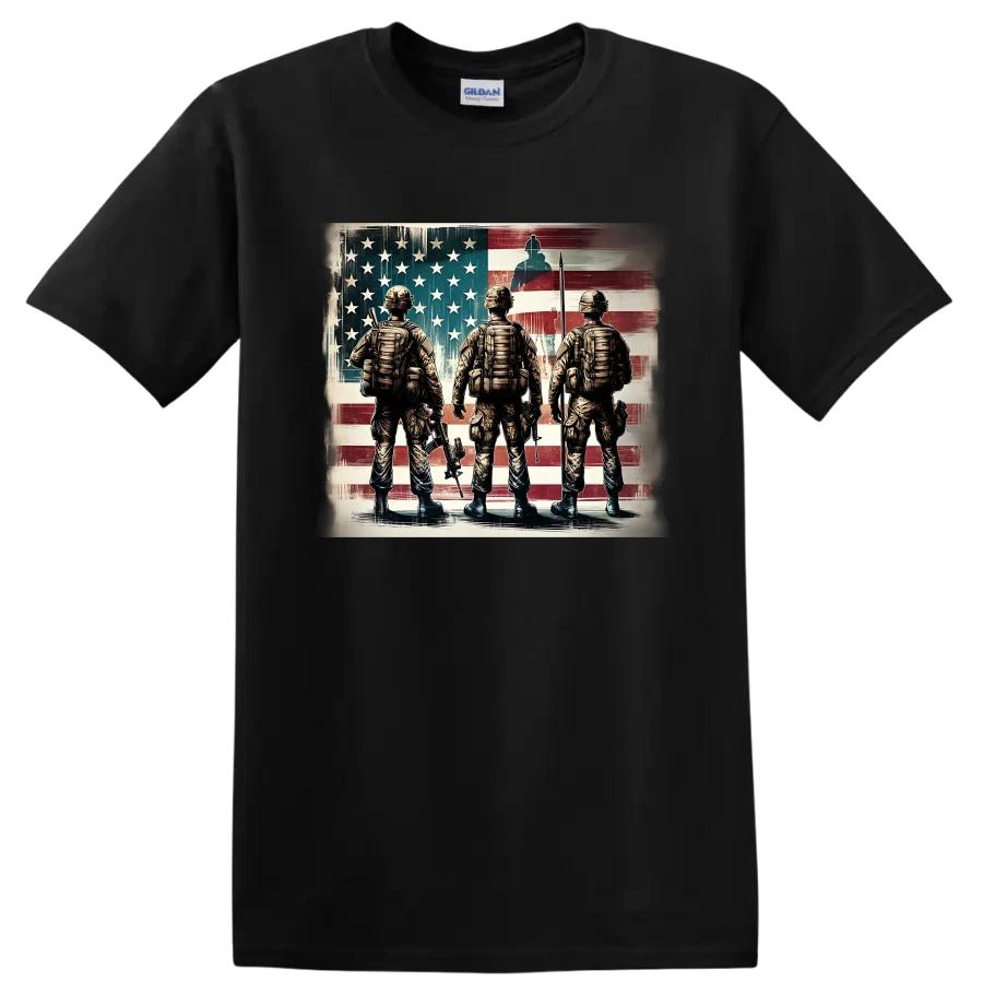 Veteran T Shirt Military Soldiers American Flag Graphic Tee Tribute