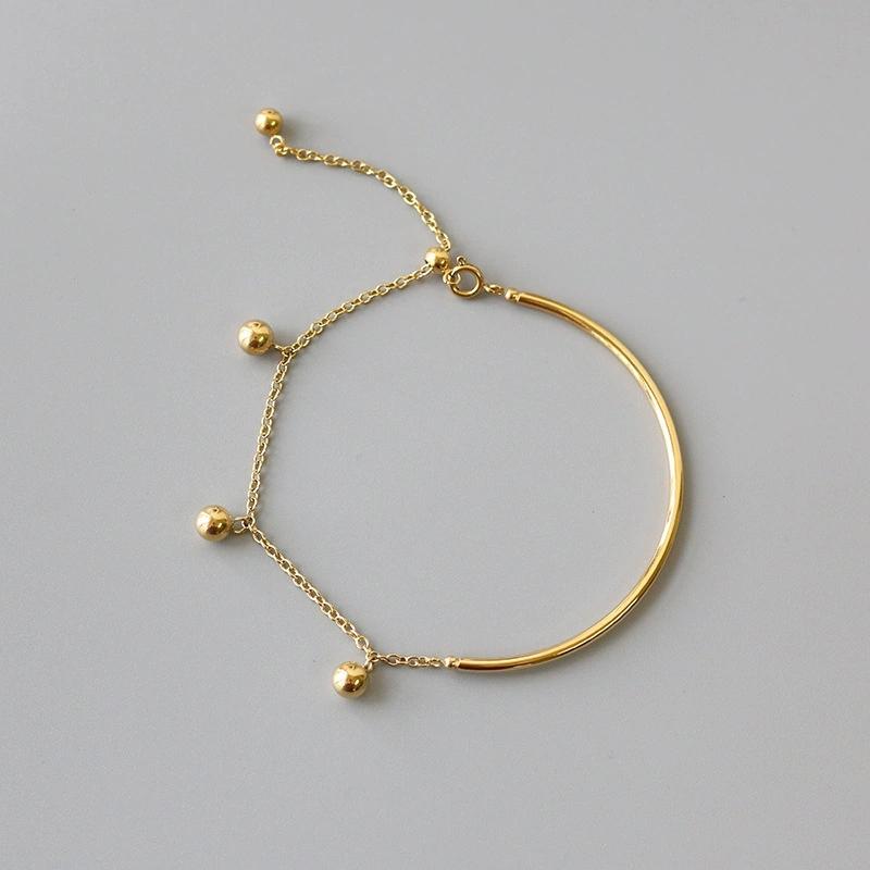 Stainless Steel Ball Beads Tassel Bracelet for Women Minimalist Adjustment Simple Lucky Bracelet Couple Y2K Jewelry No Fading