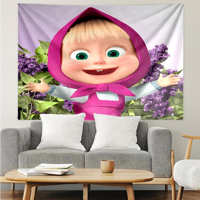 1PC Pink Flowers sweetheart And bear K-pop music group Tapestry Accessories for Bedroom,Livingroom, dormitory Room Wall Decor Fan Birthday Gifts