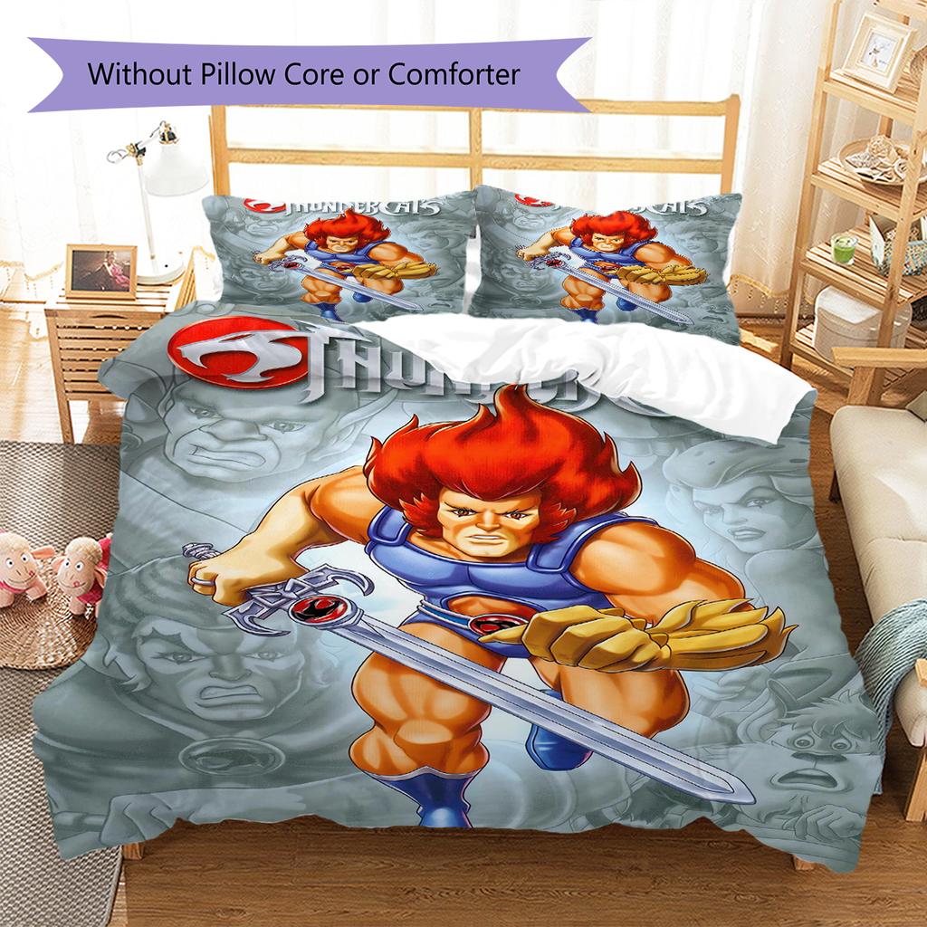 Постельное белье с рисунком Thundercats Комплект одеял Покрывало Наволочка Домашний Декор Подарок (1 пододеяльник + 2 наволочки, без наполнителя)
