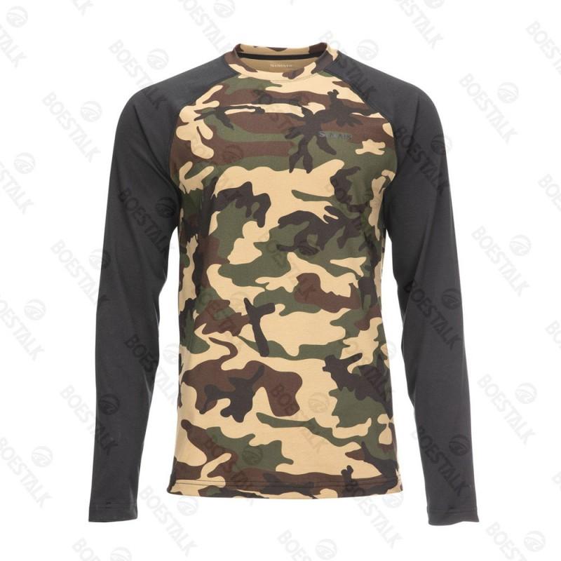 Mens Quick-Dry UV Protection Fishing T-Shirt Long Sleeve Crew Neck Outdoor Angling Summer Wear