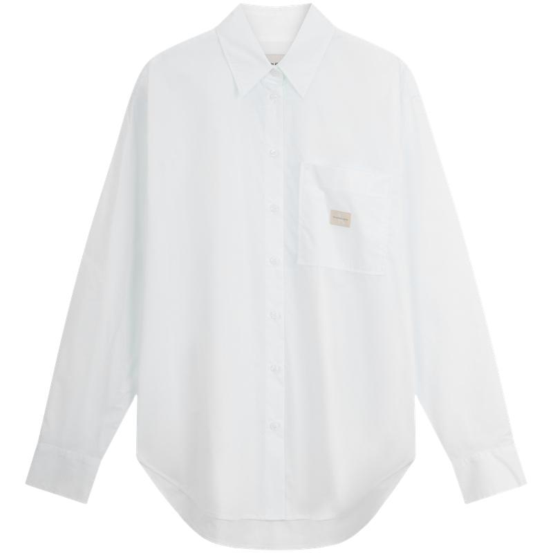Calvin Klein Хлопковая свободная рубашка Commuter Label Workplace White Shirt Женские рубашки Moonlight-White J224436