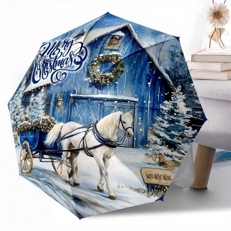 Merry Christmas Automatic Folding Umbrella Compact Lightweight For Outdoor Adventurest182