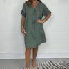 Women Sundress 3 4 Sleeve V Neck Loose Casual Beach Dress Midi Dresses