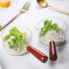 Wood Handle Saucepan Transparent Noodle Pot Salad Bowl Glass Milk Pot  Dormitory