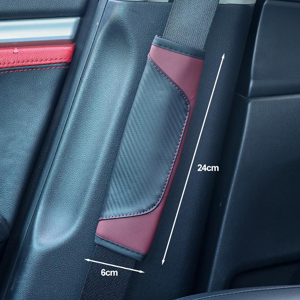 Car Seat Belt Shoulder Protector Universal Carbon Fiber Leather Shoulder Pad Summer Winter Breathable Safety Belt Accessories