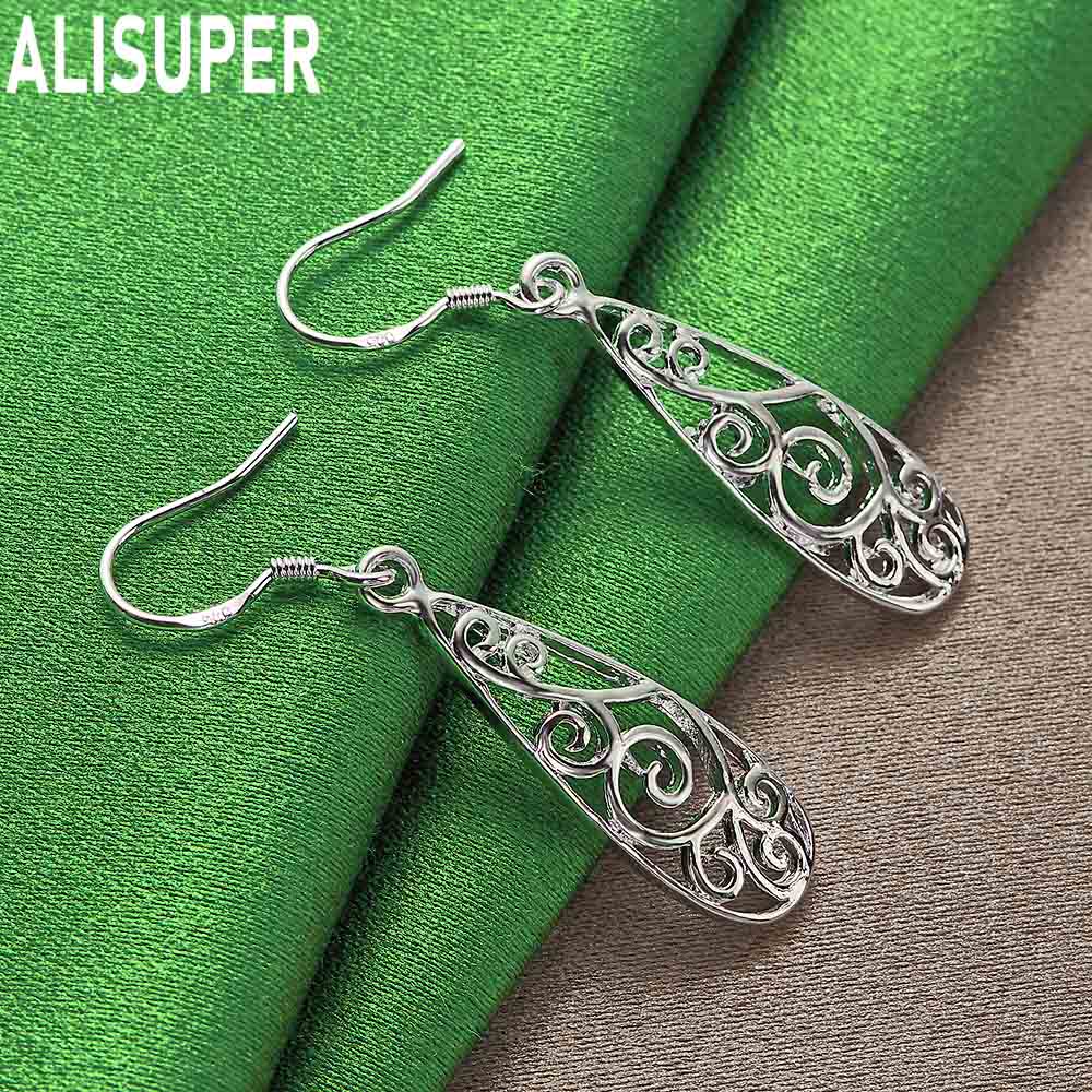 Серьги-подвески с геометрическим узором из стерлингового серебра 925 пробы, модные свадебные украшения с шармом