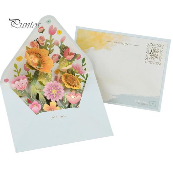 3D вылетающая поздравительная открытка с несколькими красочными цветочными декорами, поздравительная открытка с конвертом, акварельная живопись, рождественский, новогодний подарок