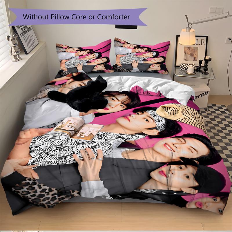 3Pcs Kpop Stars Trendy Outfits Bedding Sets For All Sizes New 3D Printed Bed Cover Comforter Duvet Cover Pillowcase Bedroom Decoration