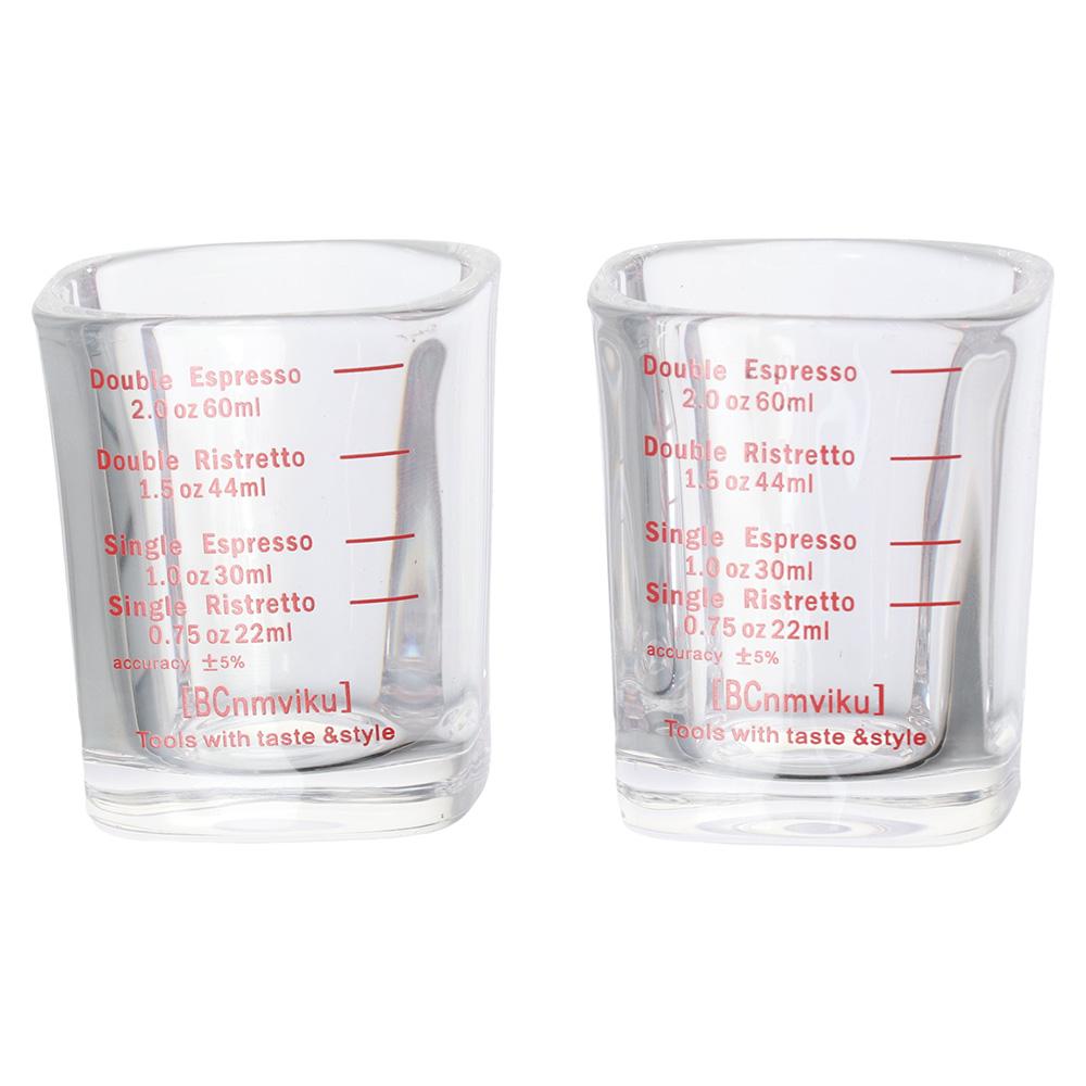 2pcs 6*6*5 CM Espresso Shot Glass Glass Coffee Ounce Cup Double Measuring Baking Cups Home