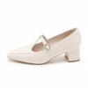 Augustine pointed small leather shoes women's 2025 summer new thick heel high heel Mary Jane French gentle wind shoes