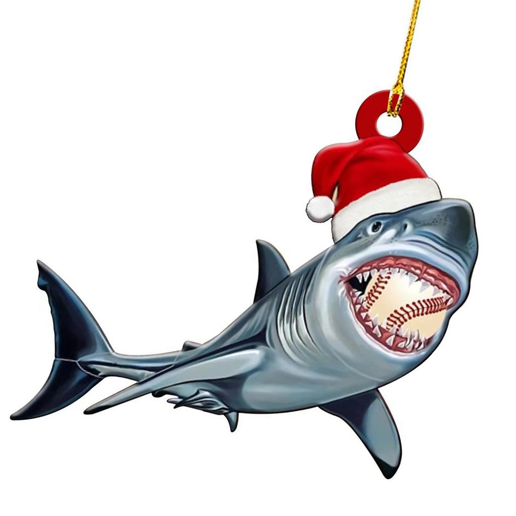 Фестивальный подвесной шарм в форме акулы, акриловое украшение для рождественской елки и салона автомобиля, декоративная подвеска для интерьера