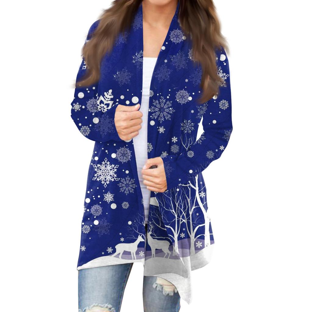 Женский осенний кардиган, женский кардиган с длинным рукавом и принтом спереди, легкая модная повседневная куртка