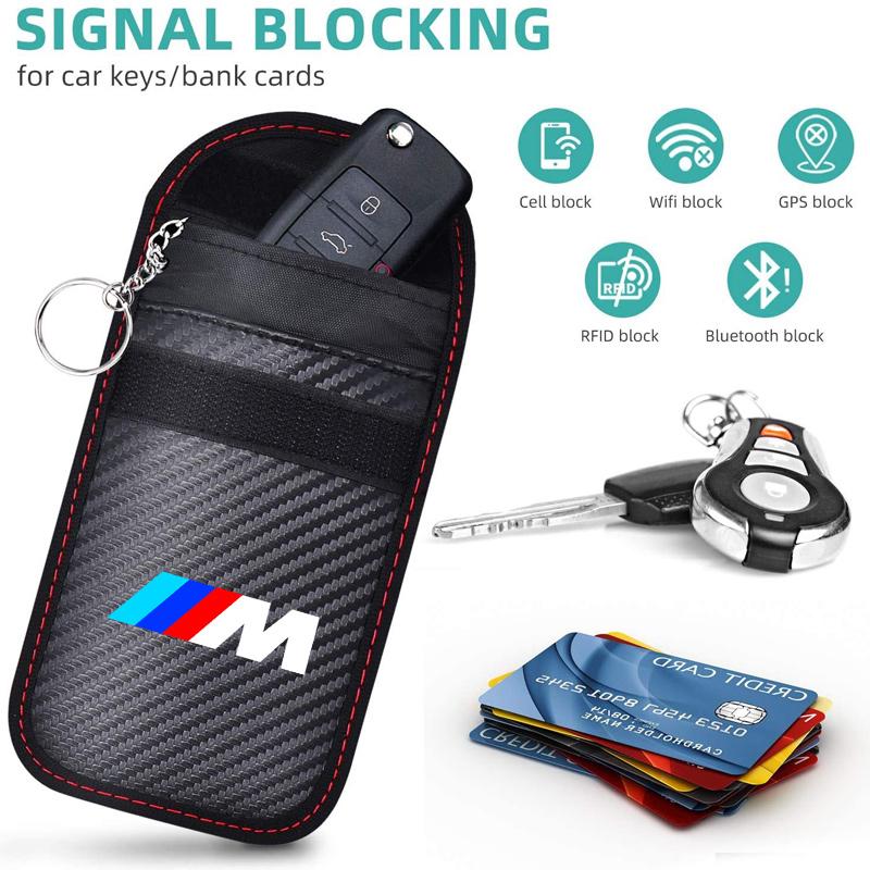 BBIS5 Car Key Case Signal Blocker Bag RFID Shielding Pocket Key Protector Anti-Theft Pouch For BMW E46 E90 E60 F30 F10 E39 E36 E87 E90