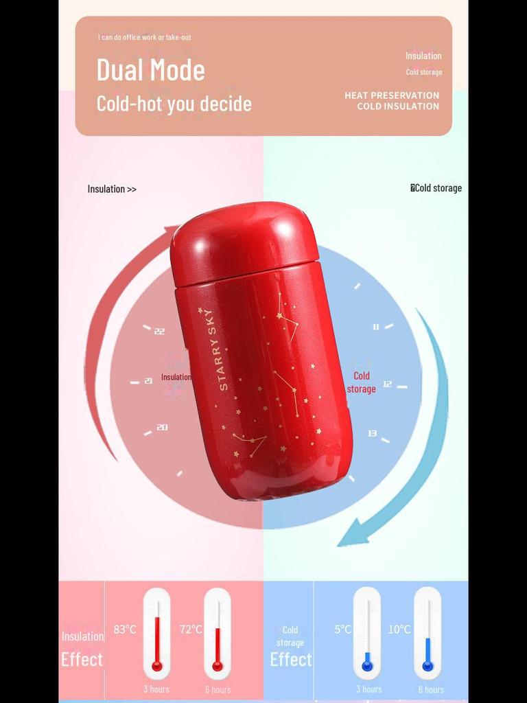 Мини-термос Starry Sky 304 из нержавеющей стали — модный и компактный с логотипом