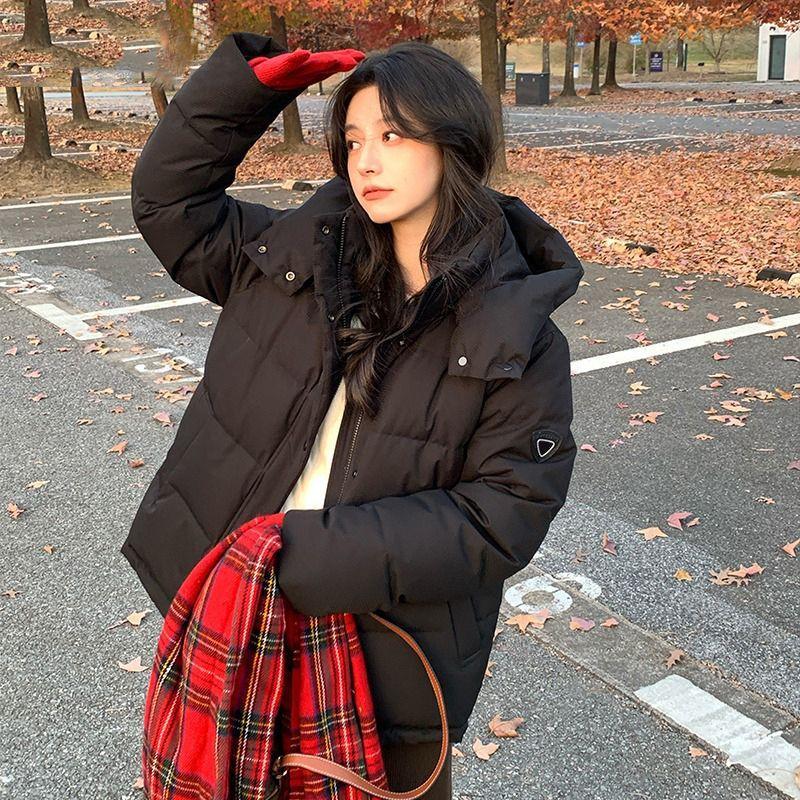 Зимняя короткая пуховая куртка женская свободного кроя утолщенная теплая куртка-пуховик повседневная парка