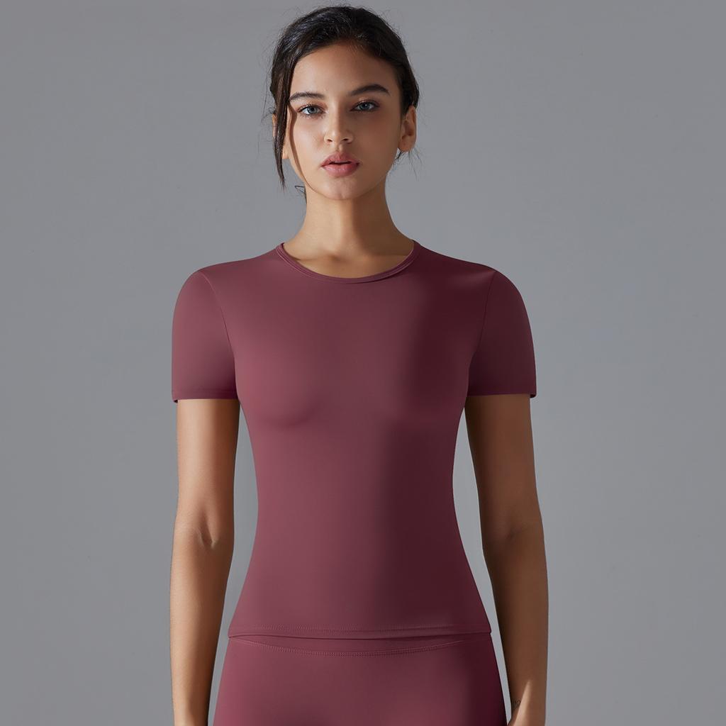 Двусторонняя начесаная высокоэластичная обтягивающая дышащая одежда для йоги с коротким рукавом спортивная одежда для бега фитнеса йога футболка