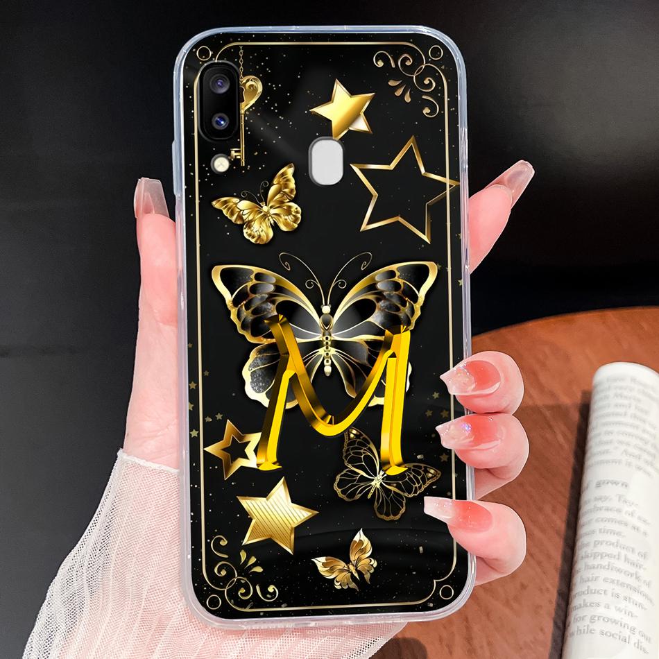 For Samsung Galaxy A20 A20S A21 A30 A30S Phone Case Butterfly Letters Soft TPU Clear Silicone Shell For Galaxy A 20 A 30 Housing