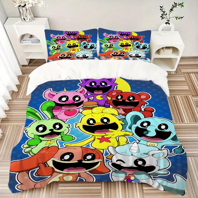 Happy Cartoon Characters Print 3Pcs Bedding Setduvet Cover With 2 Bedropillowcase Home Birthday Gift