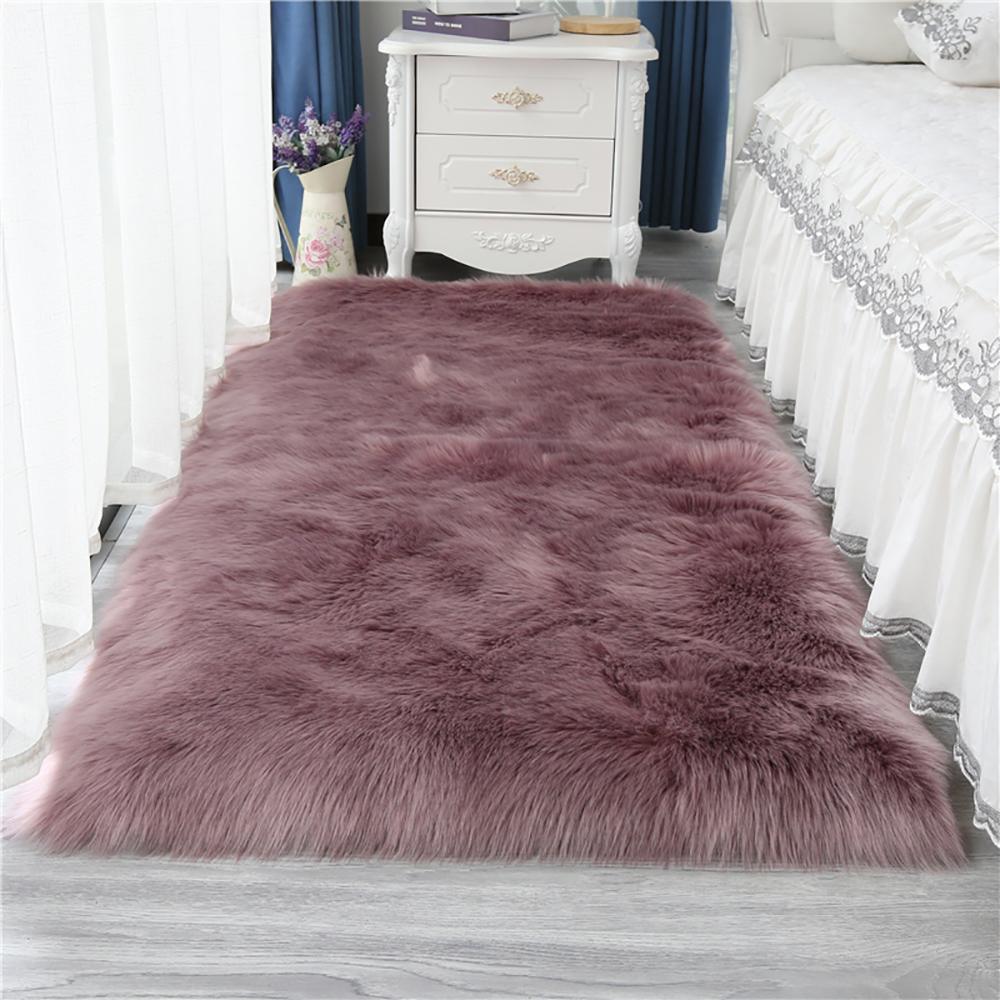 Imitation Wool Rug Artificial Sheepskin Fluffy Plush Carpet for Bedroom Soft Warm Home Decor Children Rugs Living Room Rug White