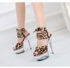 190 серия, сексуальные сандалии на шпильке с леопардовым принтом, каблук 14,5 см, платформа 4,5 см, прозрачные туфли с кристаллами, сандалии с леопардовым принтом LFD
